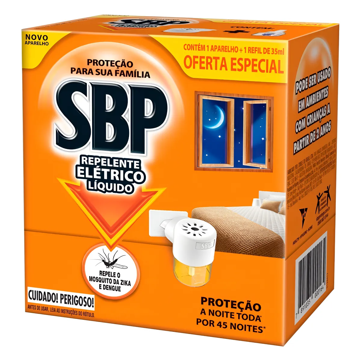 Repelente Elétrico Líquido SBP 45 Noites Aparelho + Refil